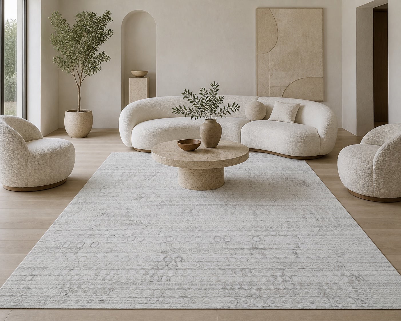 Abstract Modern Sculptural High-Low Wool Rug